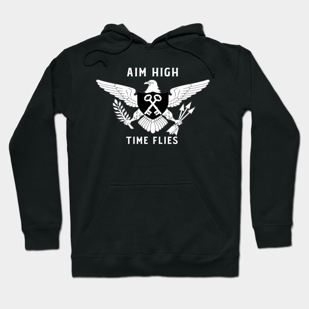 Aim High Time Flies Uplifting Motivational Slogan Saying Quote Hoodie by ballhard